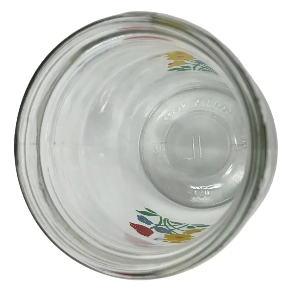 Vintage Carlton Glass Floral Canister Set 3 Red Lid Kitchen Storage Jars 80s